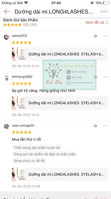 [Bill Ảnh Sau] Dưỡng Dài Mi Long4lashes Balan