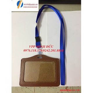 Bộ thẻ đeo nhân viên Da ngang gồm thẻ và dây nhựa-50 Bộ