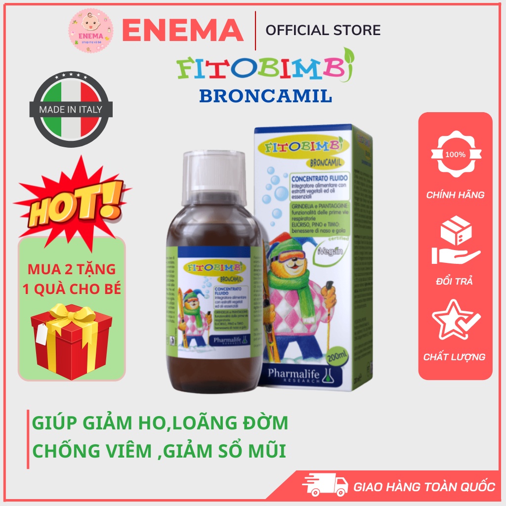 Siro ho Fitobimbi Broncamil hỗ trợ sức khỏe đường hô hấp trên, giảm ho cho bé chai 200ml