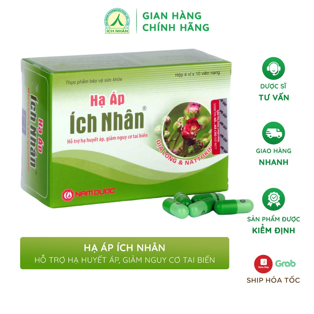 Viên uống Hạ Áp Ích Nhân chiết xuất dược liệu - duy trì  áp huyết, giảm nguy cơ tai biến - hộp 40 viên HA4
