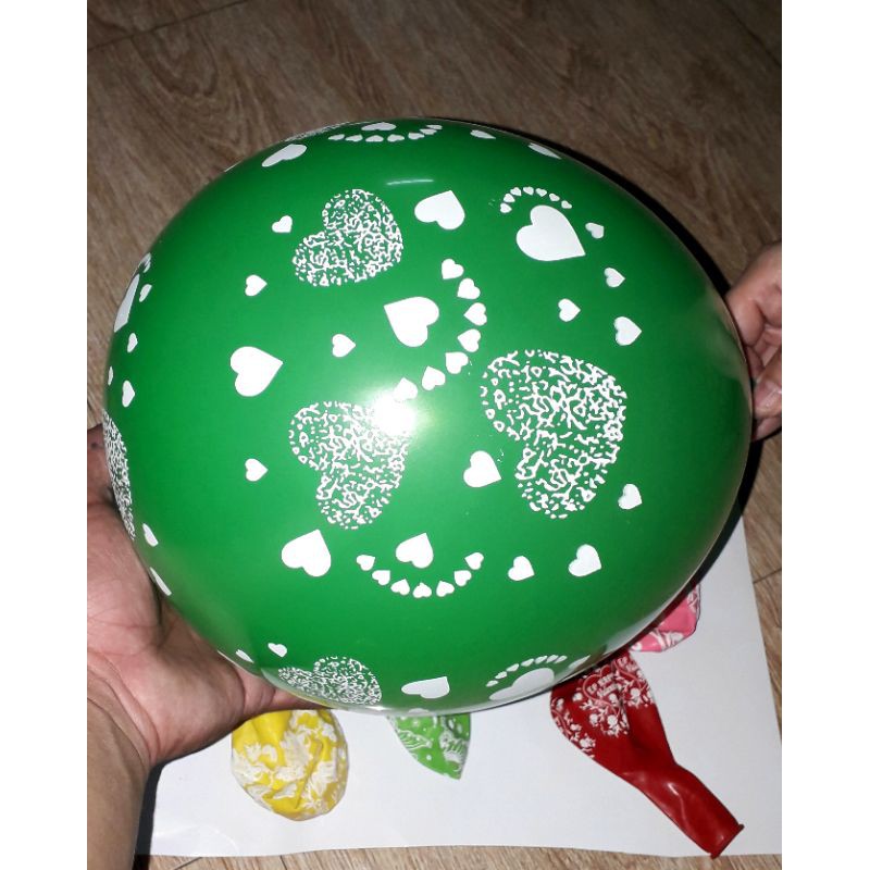 Sét 8 cái bong bóng in hoa và chữ nhiều màu khi bơm lên đường kính 35cm