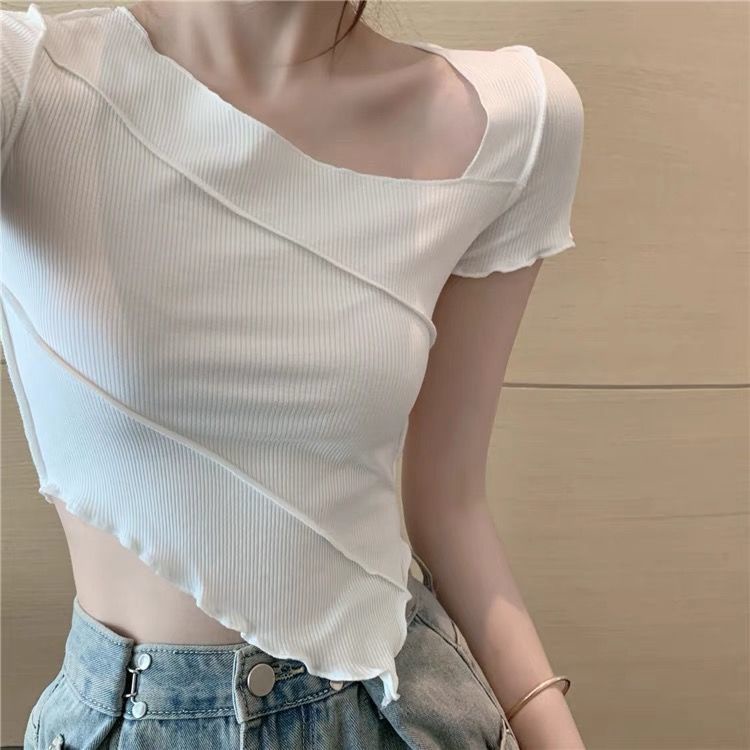 Áo Croptop Cổ Tròn Thời Trang Mùa Hè Dành Cho Nữ