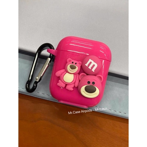 Case Airpods 1/2 /Pro Vỏ Ốp Tai Nghe Hình Gấu Hồng Xinh Silicon Dẻo - Mr.Case AirPods