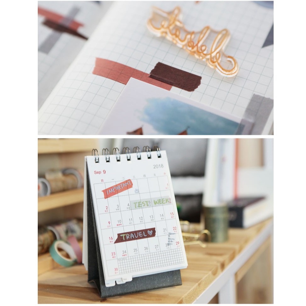 Set 5 cuộn washi tape băng keo trang trí planner, bujo sổ tay phong cách