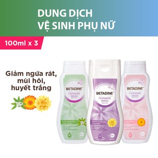 Bộ sản phẩm Dung dịch vệ sinh BETADINE Bảo Vệ Dịu Nhẹ (100ml/100ml/12x5ml) - cận date