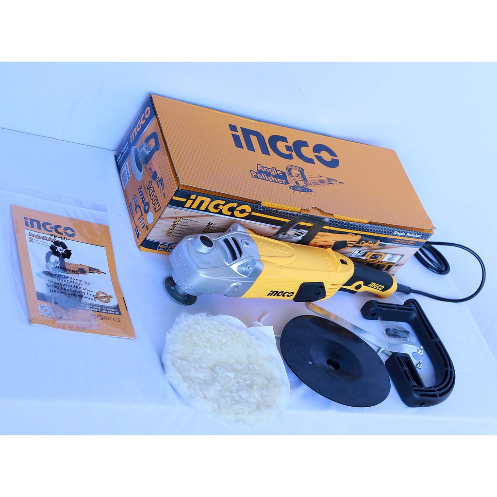 Máy đánh bóng cầm tay INGCO AP14008 1400W máy đánh bóng ô tô, xe máy có đế cầm, tặng kèm 1 miếng bông đánh bóng