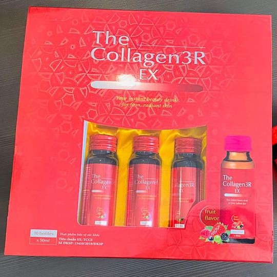 Nước uống đẹp da THE COLLAGEN 3R EX -  Hỗ trợ giúp da trắng sáng, ngăn ngừa lão hóa da (Hộp 10 chai x 50 ml)