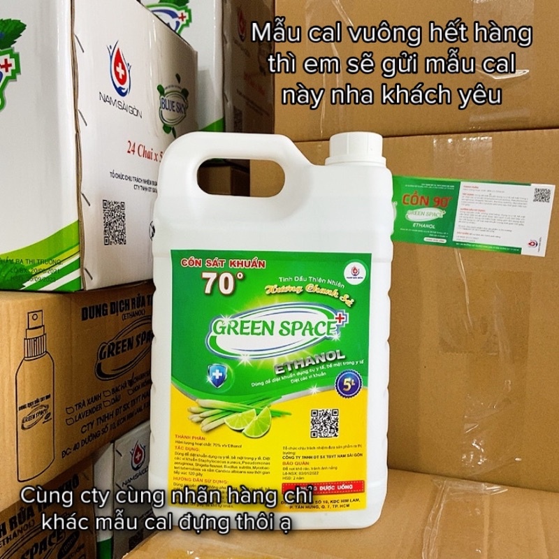 Đã kiểm nghiệm - Cồn sát khuẩn 70 độ Green Space cal 5 lít