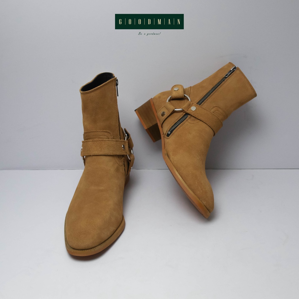Giày da nam da lộn, cổ cao GOODMAN Harness Boots Tobaco GM HA-TO