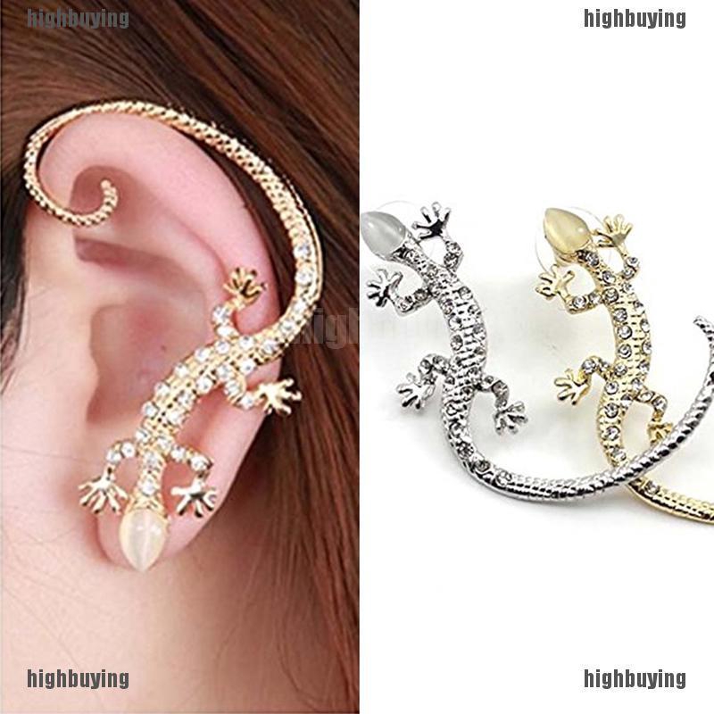 Bông Tai Thời Trang Đính Kim Cương Giả Hình Tắc Kè Sang Trọng