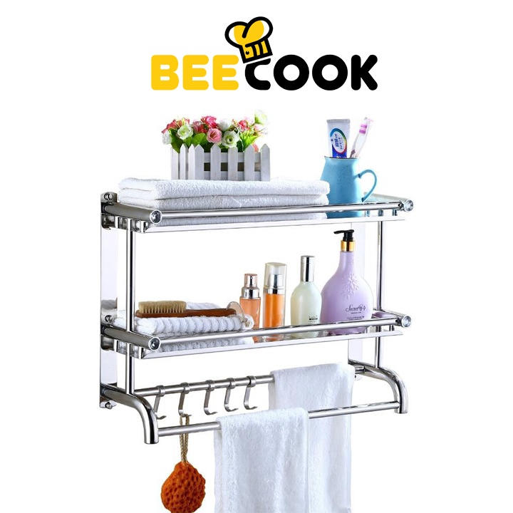 Giá Treo Khăn Nhà Tắm 3 Tầng BEECOOK Chất Liệu INOX Dán Tường Cao Cấp