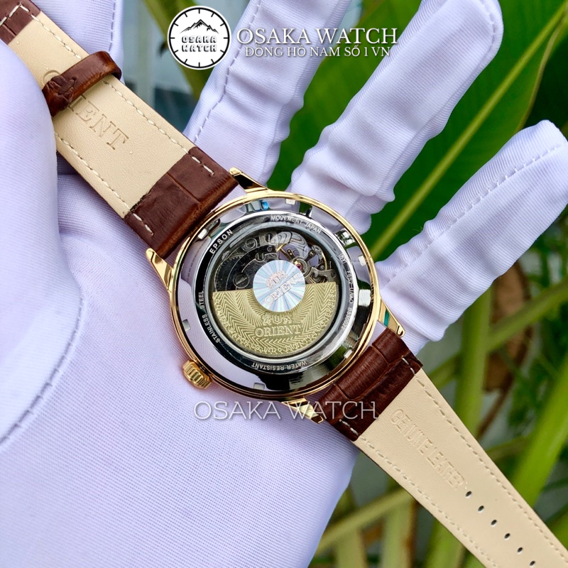 Đồng Hồ Nam Cơ Automatic Orient Cabalero Dây Da Số La Mã Hàng Cao Cấp Mới - Trắng Vàng