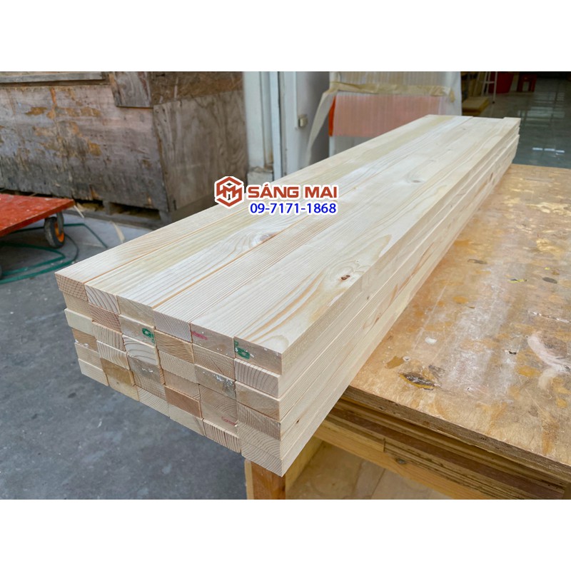 [MS03] Thanh gỗ thông 2cm x 4cm x dài 120cm + láng mịn 4 mặt