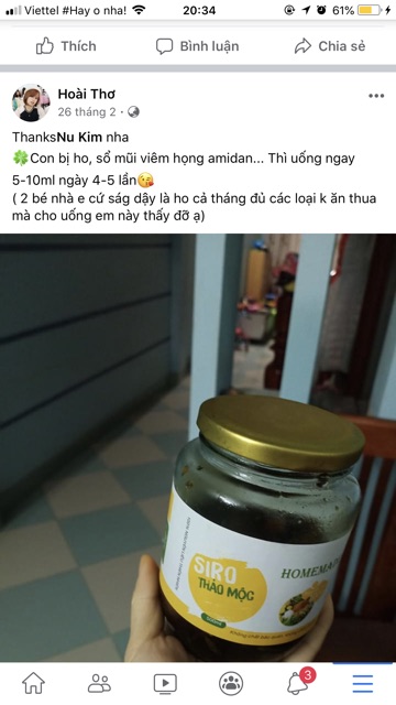 Siro ho thảo mộc homemade