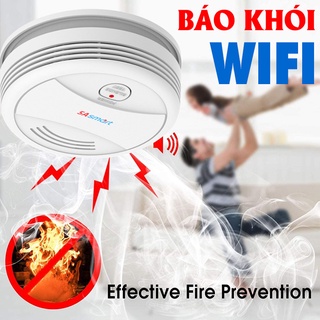 ĐẦU BÁO KHÓI WIFI KHÔNG DÂY 5A-SM01, báo khói độc lập dùng pin 9V, báo khói cho gia đình, công ty