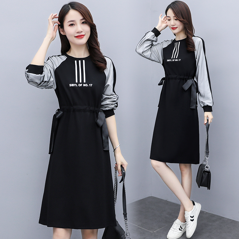 L-5XL Oversize Casual Loose Long Sleeve Dinner Party Midi Dresses Lady Korean Fashion Dress Plus Size Women's Clothing