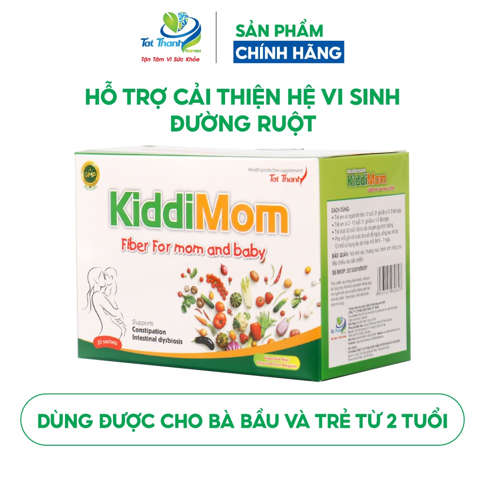 Cốm chất xơ tự nhiên KiddiMom Tất Thành Pharma cho mẹ và bé ngừa táo bón cải thiện đường ruột hộp 20 gói