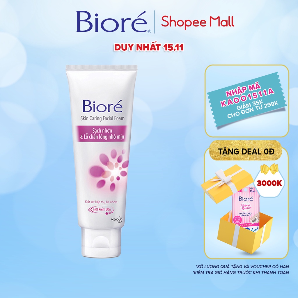 [Mã FMCGMALL -8% đơn 250K] Sữa Rửa Mặt Sạch Nhờn & Lỗ Chân Lông Nhỏ Mịn Biore 100g