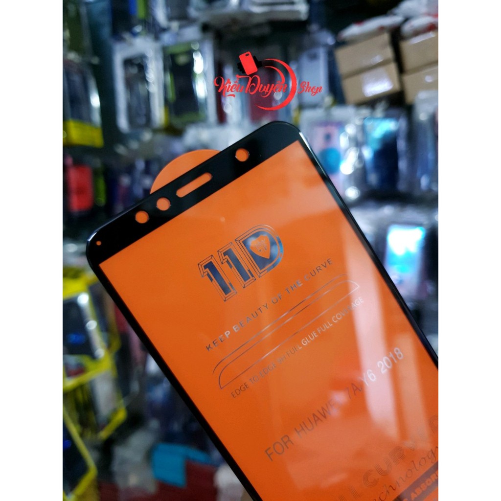 Dán cường lực 11D Huawei Y6 Prime 2018 full keo toàn màn hình