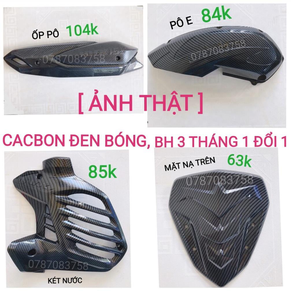 Ốp cacbon xe nvx combo 4 món: ốp pô, pô e, két nước, mặt nạ trên .Hàng loại 1