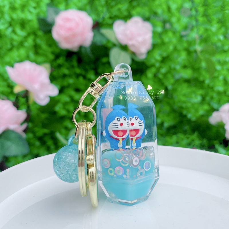 Móc khóa nước có hạt kim tuyến Doremon Doraemon