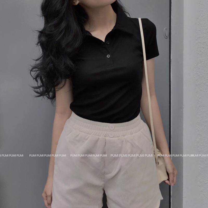 Áo thun nữ co giãn 4 chiều cổ polo tay ngắn nhiều màu freesize Pumi