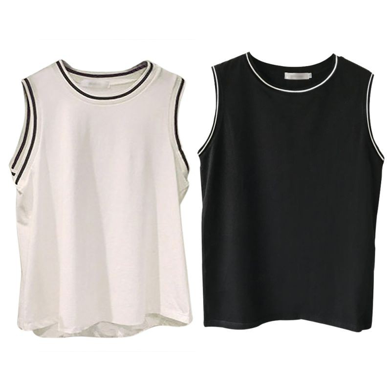 Áo Sát Nách Cổ Tròn Màu Trơn Thiết Kế Dáng Rộng Thoải Mái