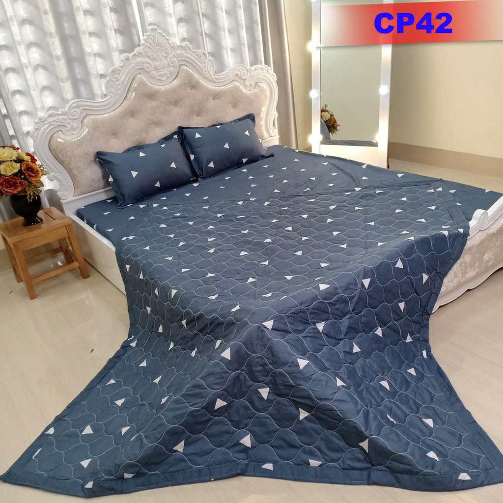 Bộ chăn ga cotton Poly cao cấp 5 món Set chăn hè điều hòa