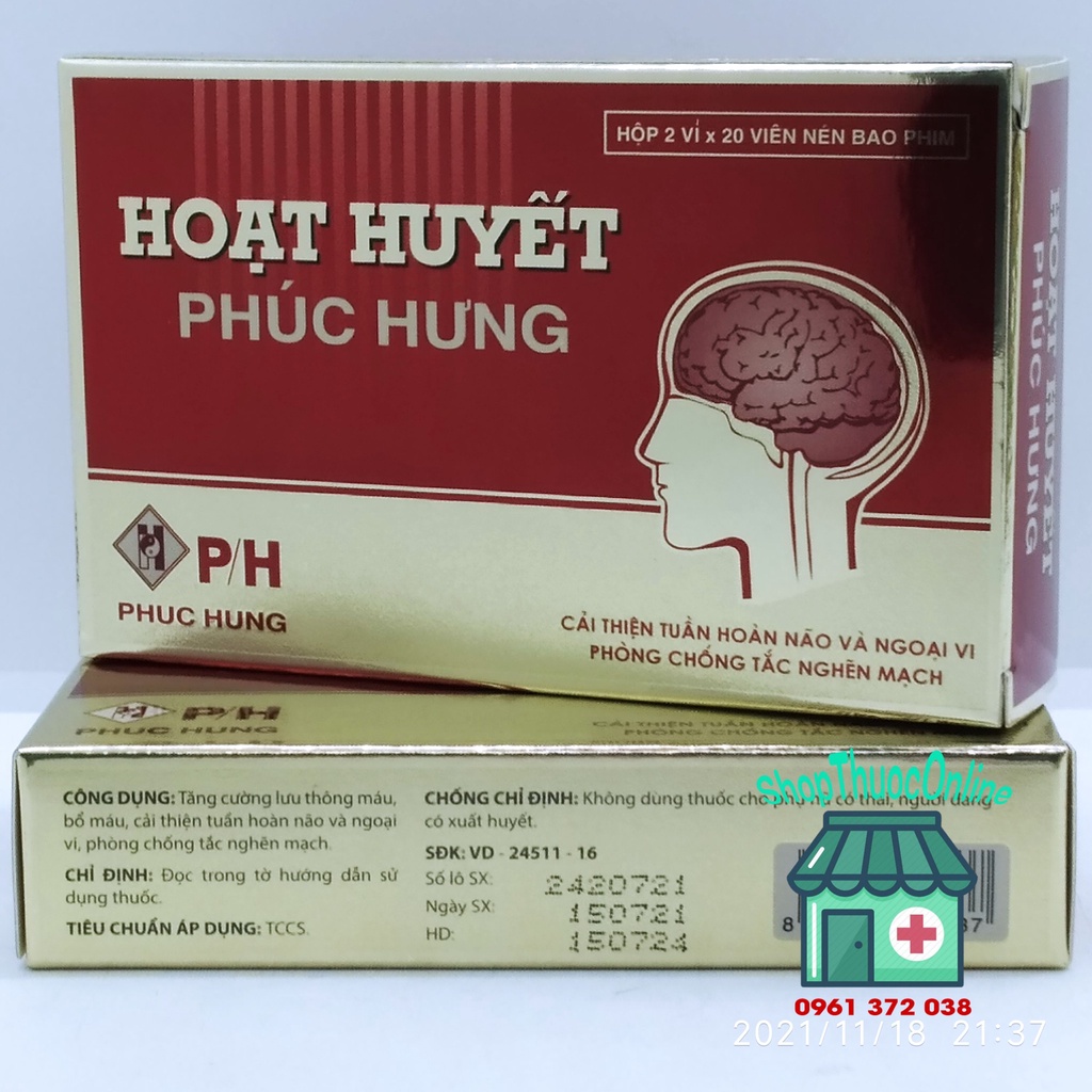 Hoạt huyết Phúc Hưng hộp 40 viên