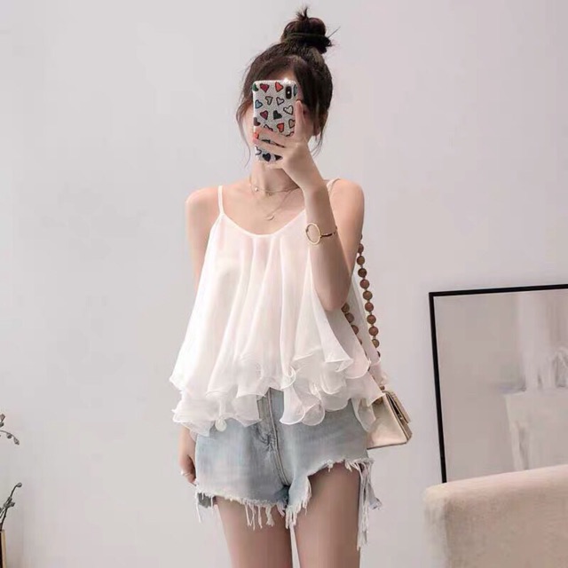 Áo hai dây voan bèo đẹp nhiều màu | BigBuy360 - bigbuy360.vn