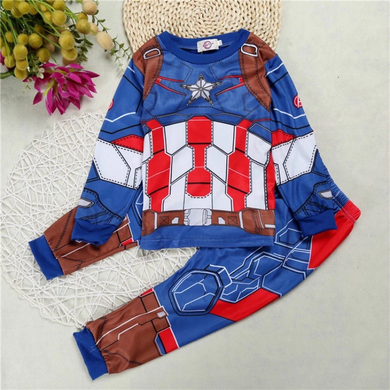 Set đồ ngủ có áo tay dài + quần dài hình anh hùng dành cho bé