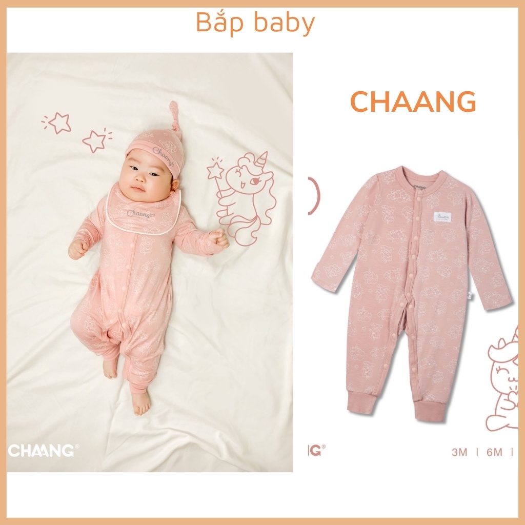 Bộ body cho bé CHAANG sơ sinh dài tay cúc giữa bé trai và bé gái PONY &amp; DINO