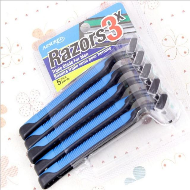Combo Vỉ 5 Dao Cạo Râu Razors 3X Du Lịch Loại Đẹp 3 Lưỡi Cạo Kép