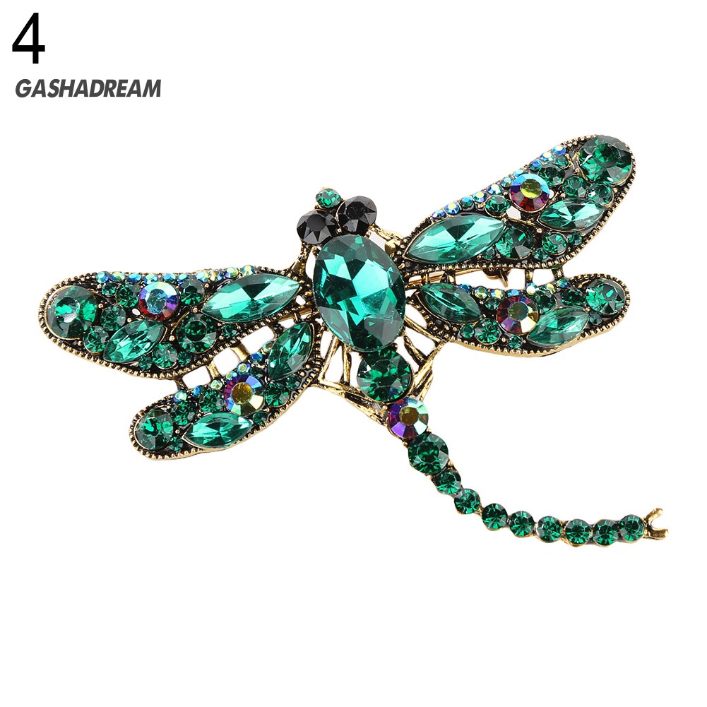 ♉GD Women\'s Fashion Dragonfly Crystal Brooch Lovely Rhinestone Scarf Pin Jewelry
