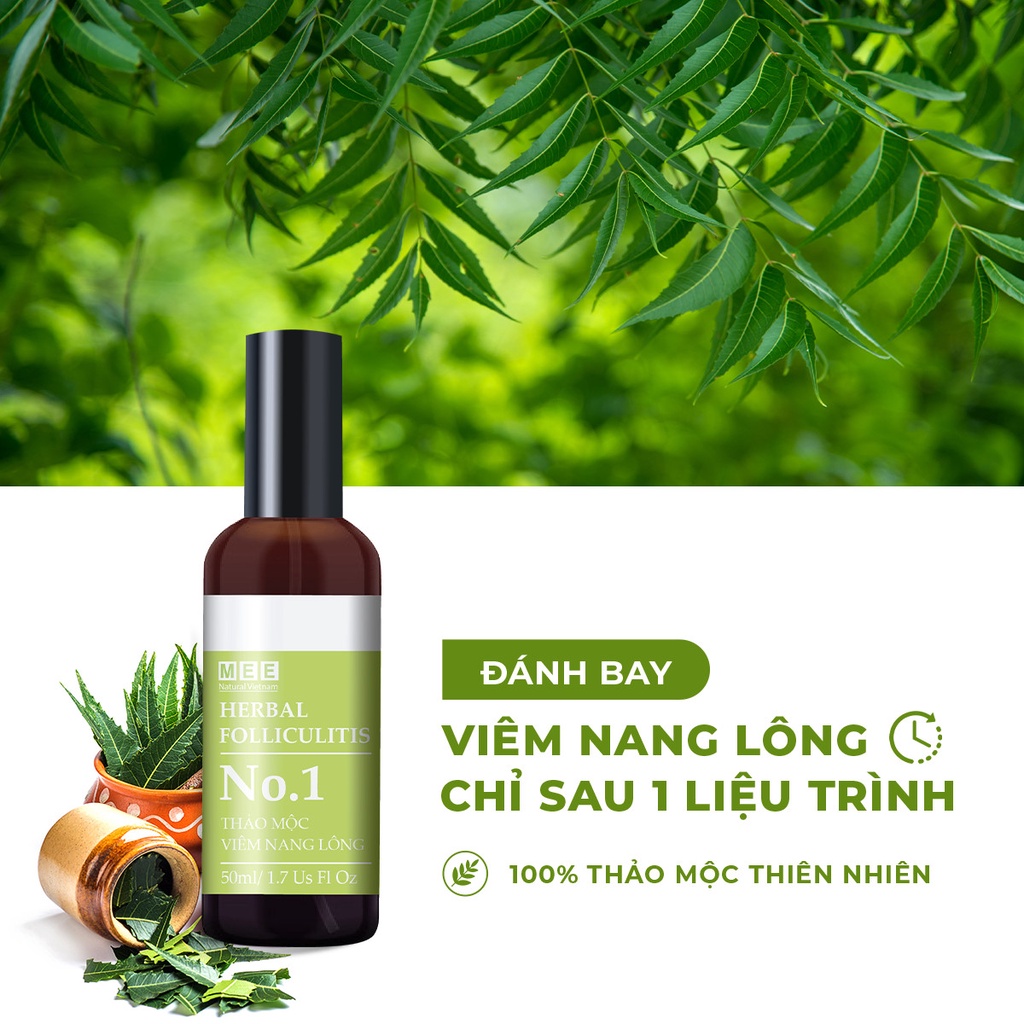 Xịt viêm nang lông - Mee Natural - Thảo mộc thiên nhiên  làm dịu kích ứng, mẩn đỏ Herbal Folliculitis 50ml