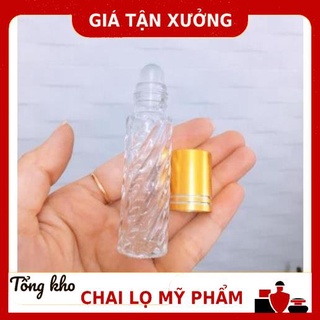 Lọ Chiết Nước Hoa ❤ Lọ chiết nước hoa bi lăn xoắn 10ml nắp vàng , chai lọ đựng nước hoa , tong kho chai lo