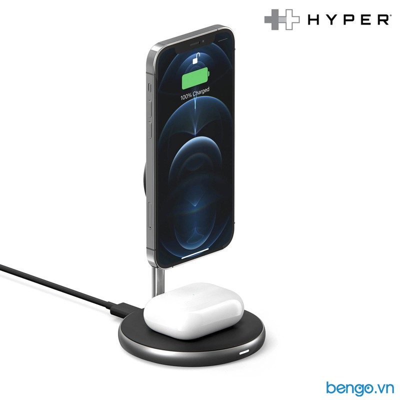 Sạc không dây HyperJuice Magnetic Wireless Charging Stand 2 in 1 cho iPhone 12 và AirPods - HJ461