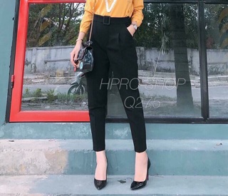Quần bagy đai đen