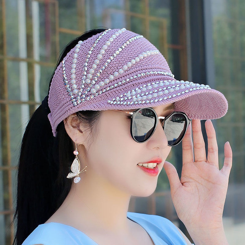Nón Lưỡi Trai Hở Chóp Đính Đá Phong Cách Hàn Quốc Thời Trang Dành Cho Nữ