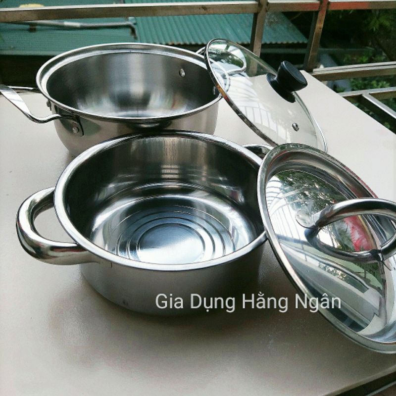 Nồi Inox 16cm và Nồi Inox 20cm dùng cho bếp ga , bếp từ