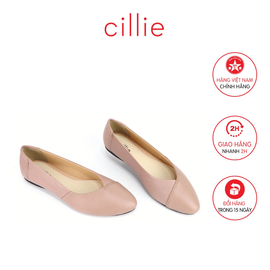 [Mã FAMALLT5 giảm 15% đơn 150k] Giày búp bê đế bằng da thật Cillie 1122