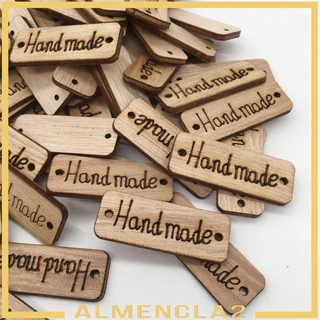 100Pcs Creative DIY Wooden 'Handmade' Lettering 2-HoleS sewing Scrapbooking