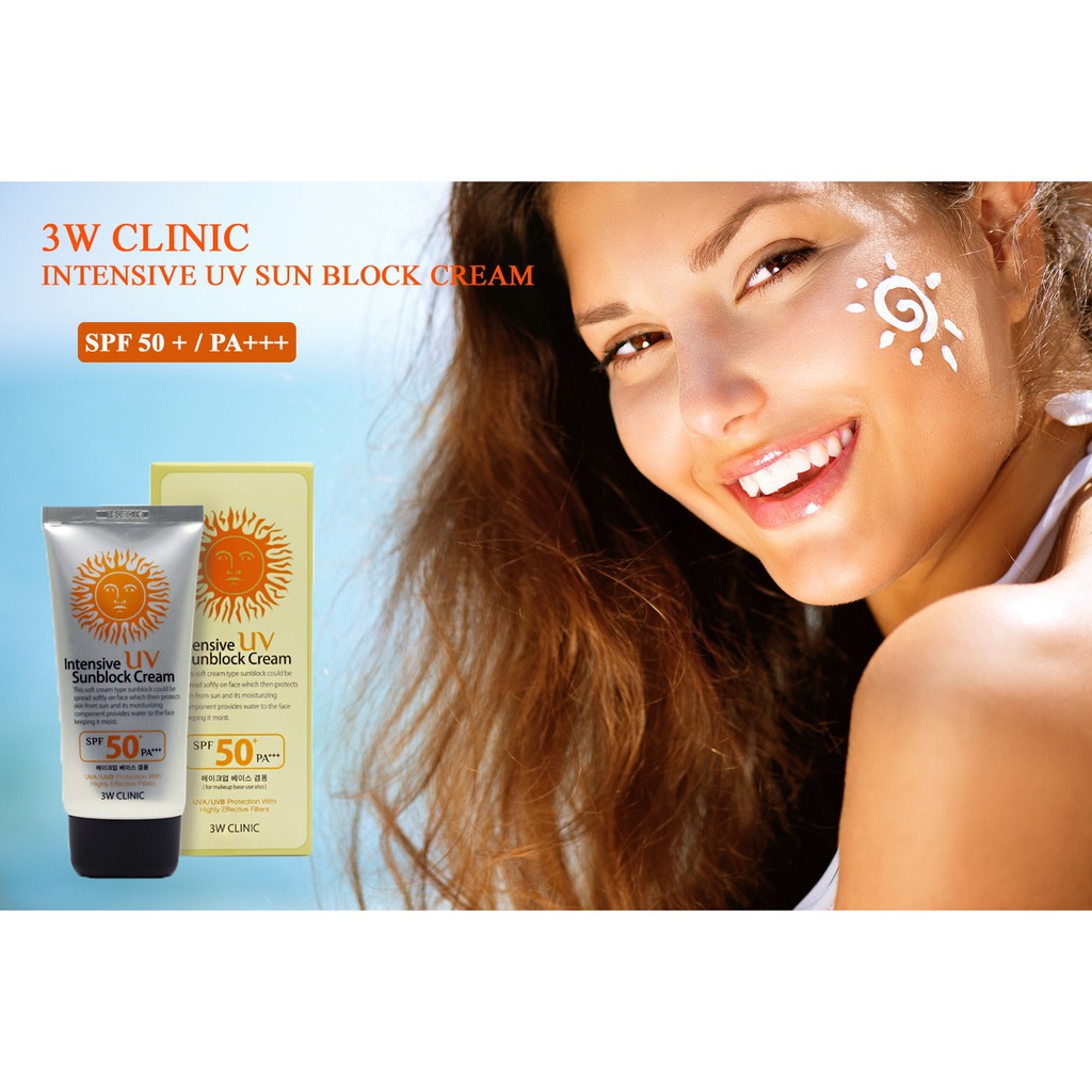 Kem Chống Nắng 3w Clinic Intensive Uv Sunblock Cream Spf 50 Pa+++ nội địa Hàn Quốc 70ml