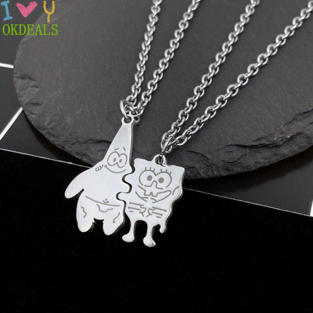 Vòng cổ Bằng Sắt Mặt Hình SpongeBob Patrick Star Phong Cách Hip Hop Bền Bỉ Thích Hợp Làm Quà Tặng Bạn Bè/Người Yêu