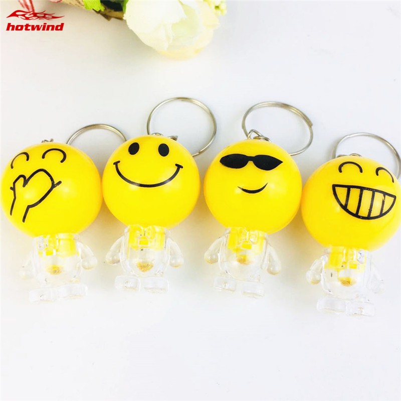 Móc Khóa Hình Emoji Có Đèn Led Dễ Thương 41x26x21mm