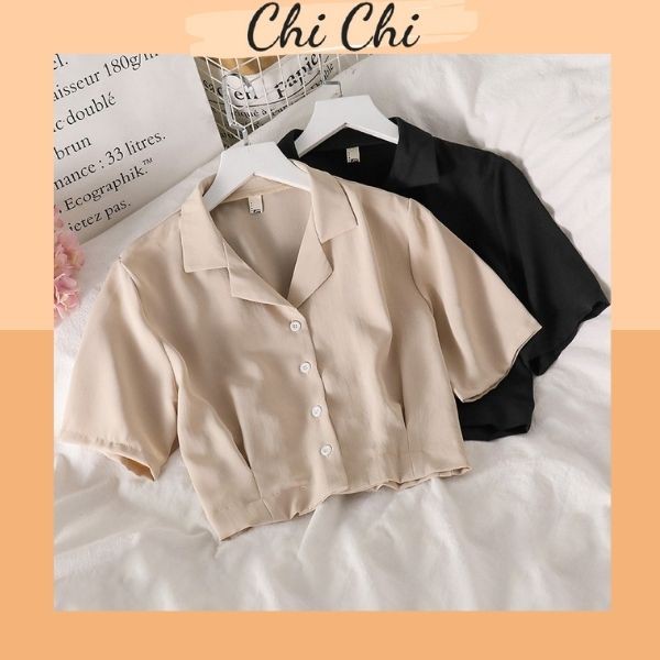 Áo sơ mi nữ tay ngắn kiểu dáng đơn giản phong cách Hàn Quốc hợp thời trang