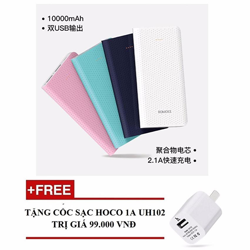 Pin sạc dự phòng Romoss Sense 10 10000mAh - lõi Polymer (Trắng) + Tặng cốc sạc Hoco 1A UH102