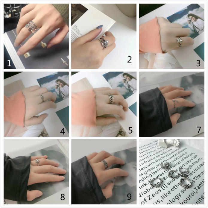 Nhẫn Mở Hình Ngôi Sao Mặt Cười Kiểu Dáng Retro