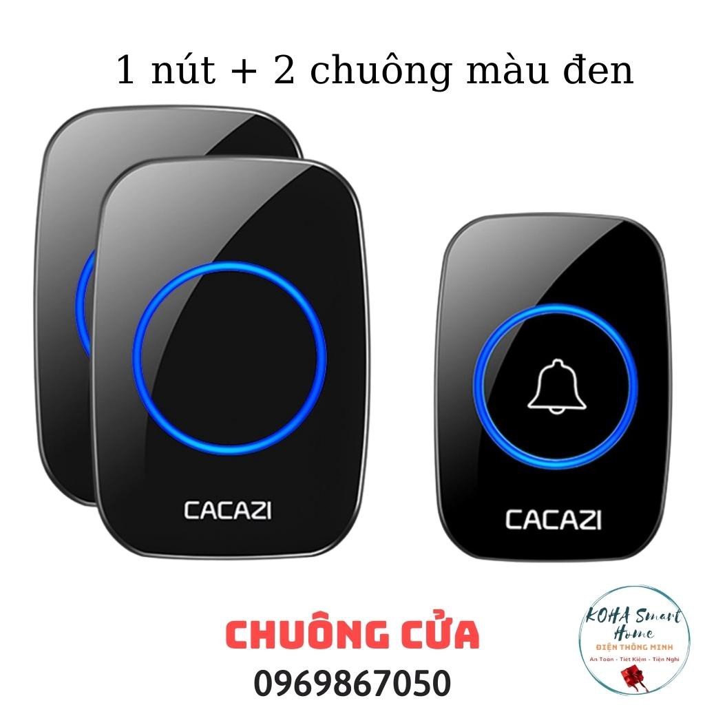 Chuông cửa không dây chính hãng Cacazi loại 1 nút 2 chuông đen sành điệu - 36 kiểu chuông chống nước.