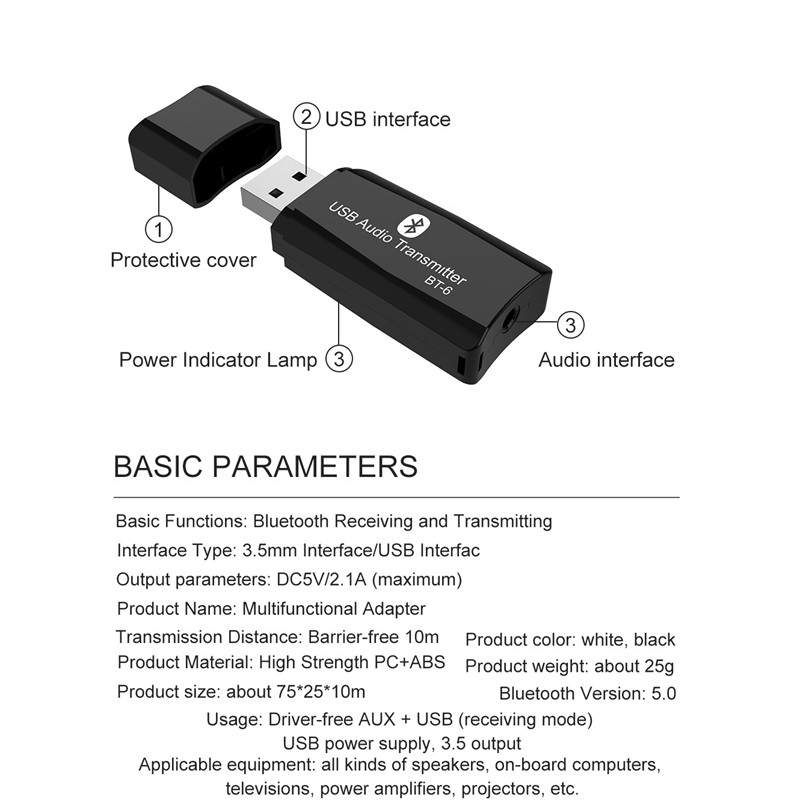 Usb Bluetooth 5.0 Âm Thanh Hifi Cổng 3.5mm Cho Tv/Pc Tiện Dụng | BigBuy360 - bigbuy360.vn